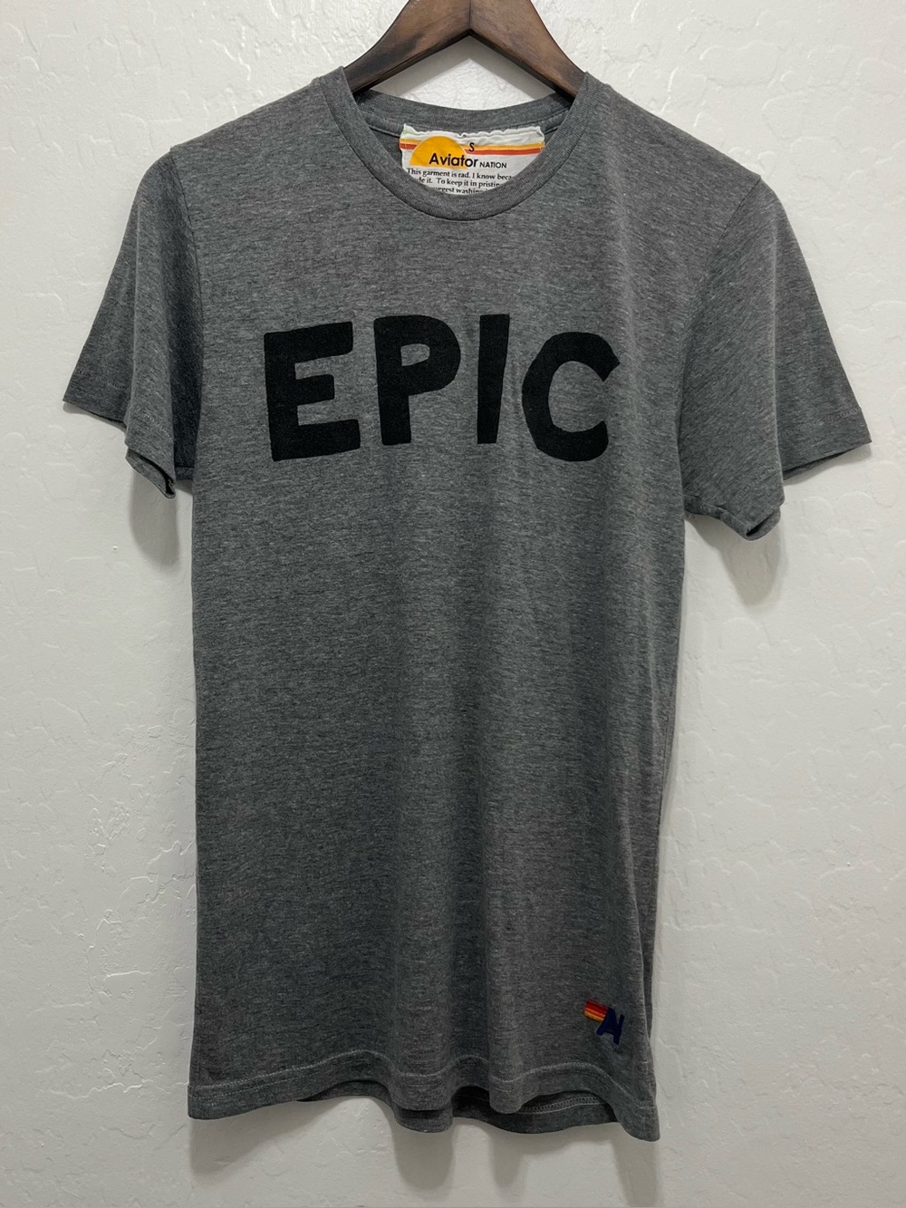 Aviator Nation Gray "EPIC" Graphic Crewneck Tee Shirt Size S